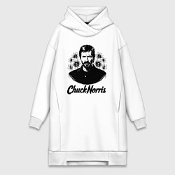 Женское худи-платье Чак Норрис в цветах, цвет: белый