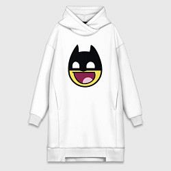 Женское худи-платье Batman smile, цвет: белый