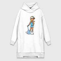 Женское худи-платье Блондинка теннисистка, цвет: белый