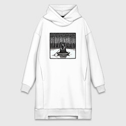 Женское худи-платье Призрак в лодке, цвет: белый