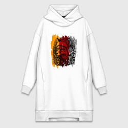 Женское худи-платье Лис в зимней шапке, цвет: белый