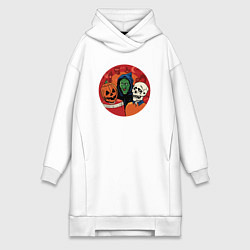 Женское худи-платье Halloween friends, цвет: белый