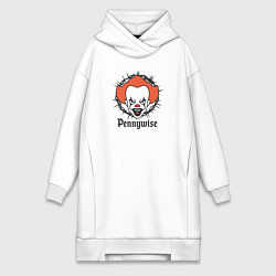 Женское худи-платье Злобный клоун, цвет: белый