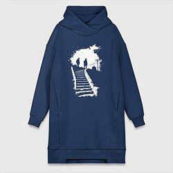 Женское худи-платье Сумеречный подъем, цвет: тёмно-синий