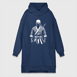 Женское худи-платье Ниндзя в этническом халате, цвет: тёмно-синий