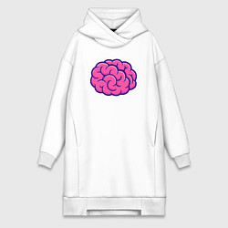 Женское худи-платье Розовый мозг, цвет: белый