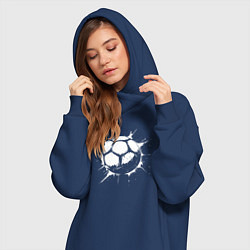 Женское худи-платье Футбольный мяч в белой краске, цвет: тёмно-синий — фото 2