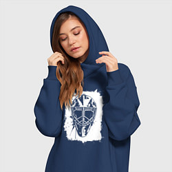 Женское худи-платье Вратарская маска в белом квадрате, цвет: тёмно-синий — фото 2