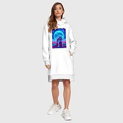 Женское худи-платье Морти и Рик на неоновой планете, цвет: белый — фото 2