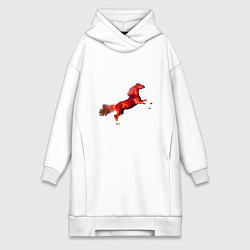 Женская толстовка-платье Красная огненная лошадь встала на дыбы