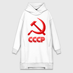 Женское худи-платье СССР Логотип, цвет: белый