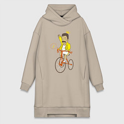 Женское худи-платье Фредди на велосипеде, цвет: миндальный