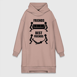 Женское худи-платье Best friends, цвет: пыльно-розовый