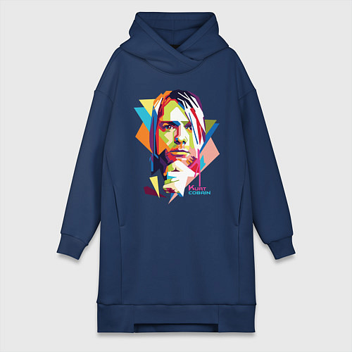 Женская толстовка-платье Kurt Cobain: Colors / Тёмно-синий – фото 1