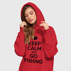 Женское худи-платье Keep Calm & Go fishing, цвет: красный — фото 2