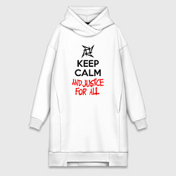Женское худи-платье Keep Calm & Justice For All, цвет: белый