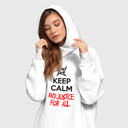 Женское худи-платье Keep Calm & Justice For All, цвет: белый — фото 2