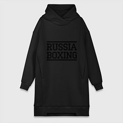 Женское худи-платье Russia boxing, цвет: черный