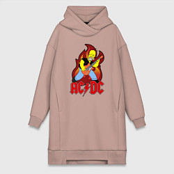 Женское худи-платье AC/DC Homer, цвет: пыльно-розовый