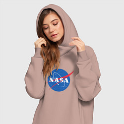 Женское худи-платье NASA: Logo, цвет: пыльно-розовый — фото 2