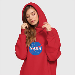 Женское худи-платье NASA: Logo, цвет: красный — фото 2