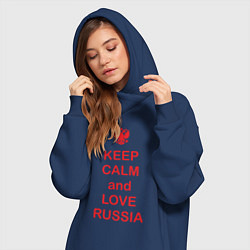 Женское худи-платье Keep Calm & Love Russia, цвет: тёмно-синий — фото 2