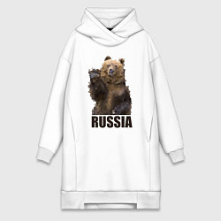 Женское худи-платье Russia: Poly Bear, цвет: белый