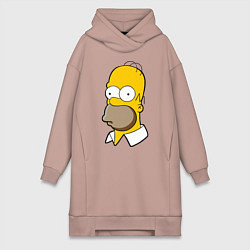 Женское худи-платье Sad Homer, цвет: пыльно-розовый