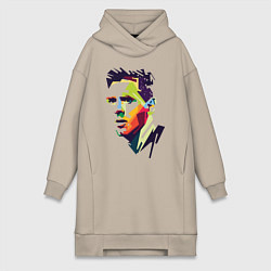 Женское худи-платье Lionel Messi: fun-art, цвет: миндальный