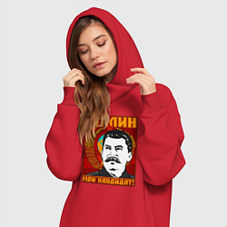 Женское худи-платье Сталин мой кандидат, цвет: красный — фото 2