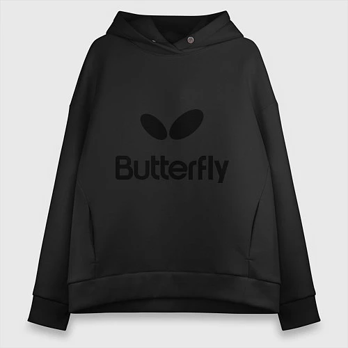 Женское худи оверсайз Butterfly Logo / Черный – фото 1