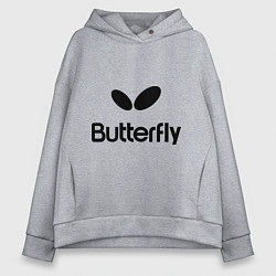 Толстовка оверсайз женская Butterfly Logo цвета меланж — фото 1