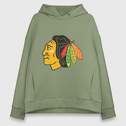 Толстовка оверсайз женская Chicago Blackhawks, цвет: авокадо