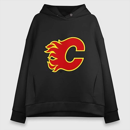 Женское худи оверсайз Calgary Flames / Черный – фото 1