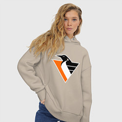 Толстовка оверсайз женская Pittsburgh Penguins, цвет: миндальный — фото 2