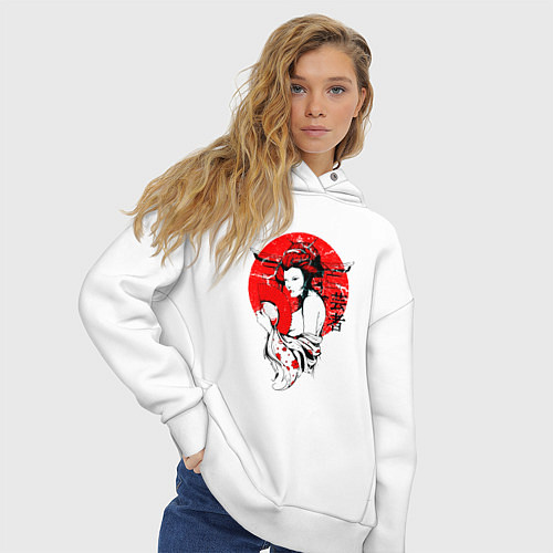 Женское худи оверсайз Гейша / Белый – фото 3