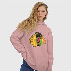 Толстовка оверсайз женская Chicago Blackhawks: Kane, цвет: пыльно-розовый — фото 2