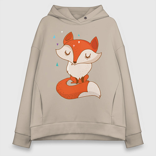 Женское худи оверсайз Лисичка / Миндальный – фото 1