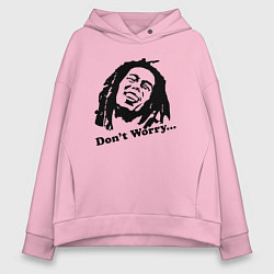 Толстовка оверсайз женская Bob Marley: Don't worry, цвет: светло-розовый