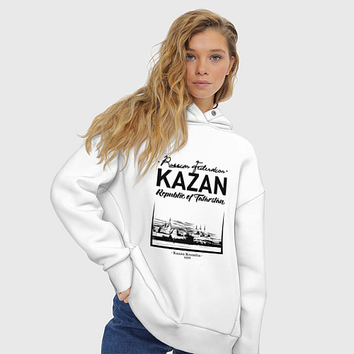 Женское худи оверсайз Kazan: Republic of Tatarstan / Белый – фото 3