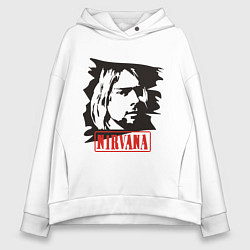 Толстовка оверсайз женская Nirvana: Kurt Cobain, цвет: белый