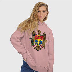 Толстовка оверсайз женская Молдавия герб, цвет: пыльно-розовый — фото 2
