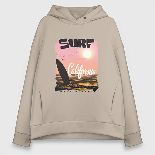 Женское худи оверсайз Surf California / Миндальный – фото 1