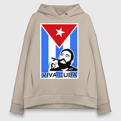 Толстовка оверсайз женская Fidel: Viva, Cuba!, цвет: миндальный