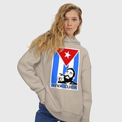 Толстовка оверсайз женская Fidel: Viva, Cuba!, цвет: миндальный — фото 2