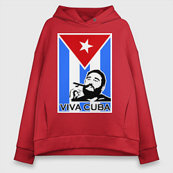 Толстовка оверсайз женская Fidel: Viva, Cuba!, цвет: красный