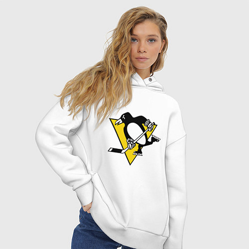 Женское худи оверсайз Pittsburgh Penguins / Белый – фото 3