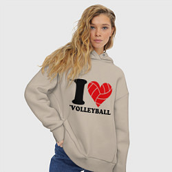 Толстовка оверсайз женская I love volleyball - Я люблю волейбол, цвет: миндальный — фото 2