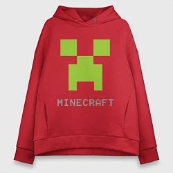 Толстовка оверсайз женская Minecraft logo grey, цвет: красный