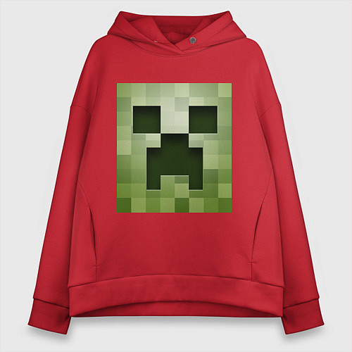 Женское худи оверсайз Мinecraft creeper / Красный – фото 1